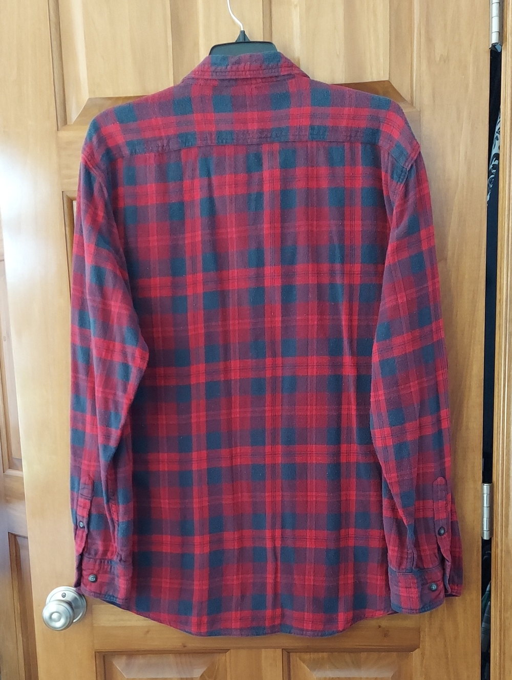 Sonoma Men's Navy & Red Plaid Button-Down Fleece Shirt Chest Pockets Size 2XLT▪︎ - Picture 4 of 9